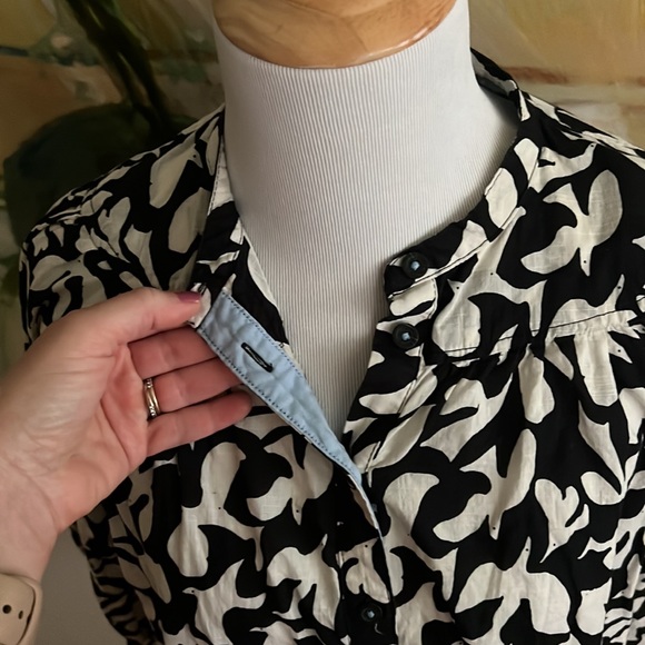 Anthropologie Danielle Kroll Blouse - XS bird print doves 100% cotton - Picture 4 of 16